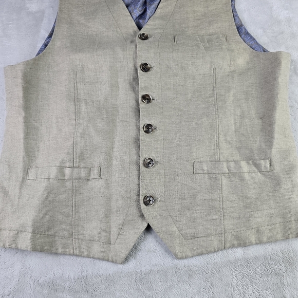 Joseph Abboud Beige Classic Linen Vest  Sz Lg - Picture 4 of 9